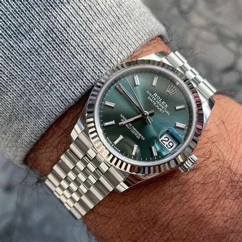 green rolex date just|2022 Rolex Datejust 41mm.